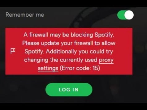 What does error code 15 mean on Spotify?