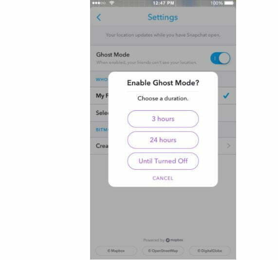 Enable Snapchat Ghost Mode